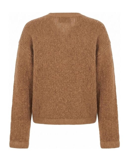 Alanui Brown Button-Up Bouclé Cardigan