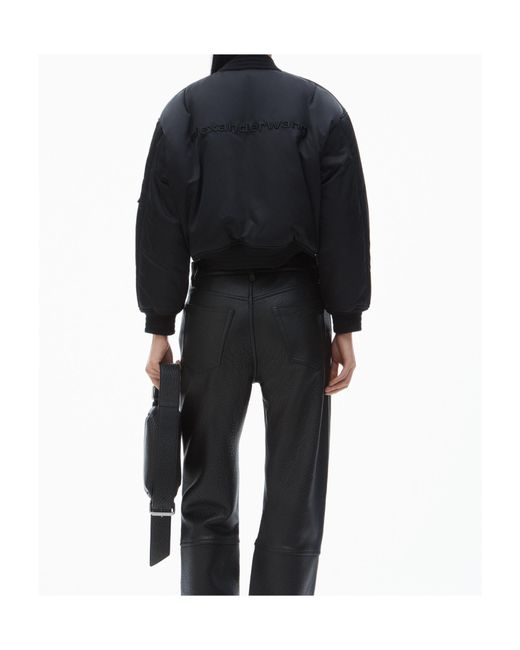 Alexander Wang Blue Logo Embroidered Bomber Jacket