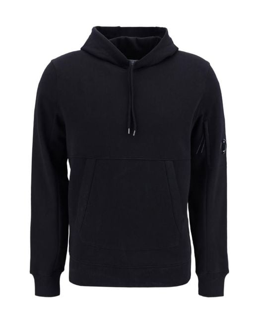 C P Company Blue Lens-Detailed Cotton Hoodie for men