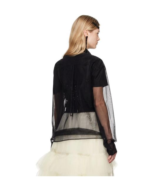 Simone Rocha Black Embellished Sheer Shirt