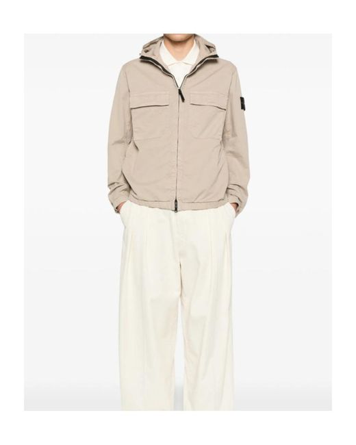 Stone Island Natural Logo Patch Hooded Jacket for men
