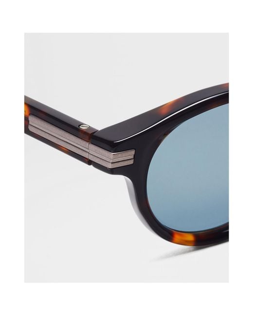 Zegna Multicolor Havana Acetate Sunglasses