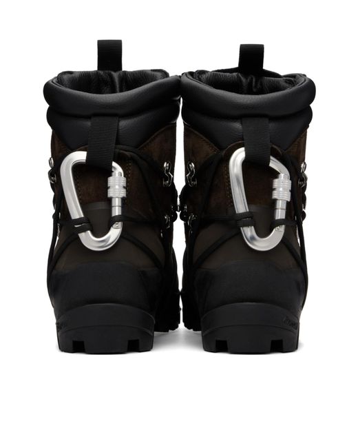 HELIOT EMIL Black Carabiner-Detail Lace-Up Hiking Boots for men