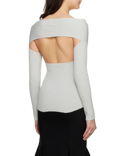 Khaite Gray Salma Open-Back Ribbed Top