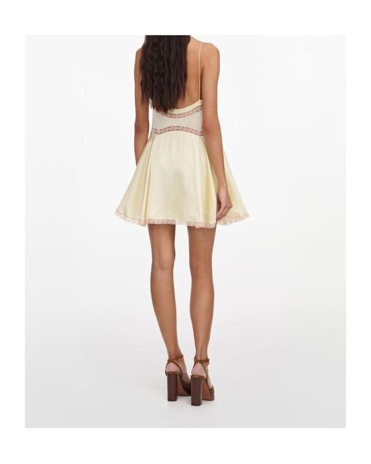 Self-Portrait Natural Lace-Trim Polka-Dot Mini Dress