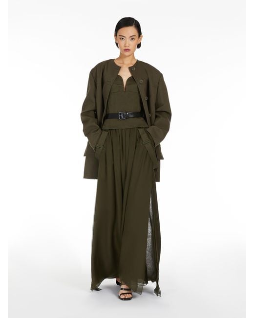 Max Mara Green Buckle Detailed Maxi Skirt