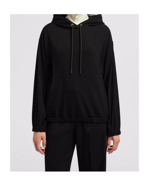 Moncler Black Logo Detailed Drawstring Hoodie