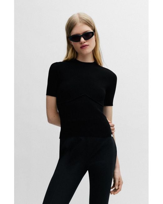 Boss Black Panelled Knitted T-Shirt