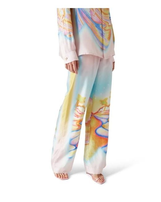 Casablanca Blue Psychedelic Nirvana Satin Trousers