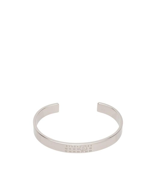 MM6 by Maison Margiela White Numeric Engraved Cuff Bracelet for men