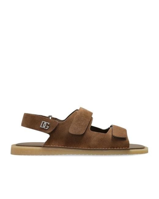 Dolce & Gabbana Brown Logo Plaque Sandals for men