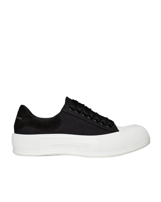 McQueen Black Lace Up Plimsoll Trainers