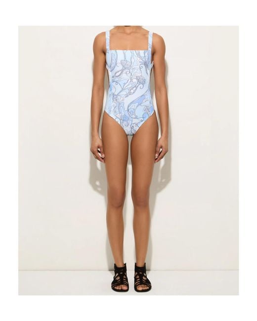 Emilio Pucci Blue Pucci Printed One-Piece Beachwear