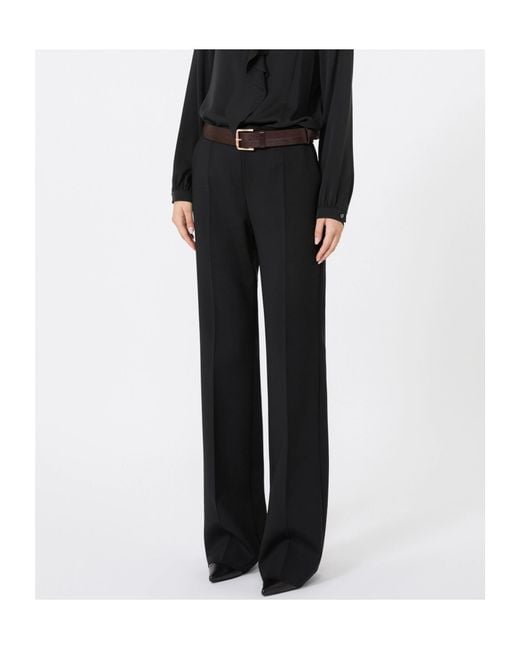 Max Mara Black Pressed-Crease Straight-Leg Trousers