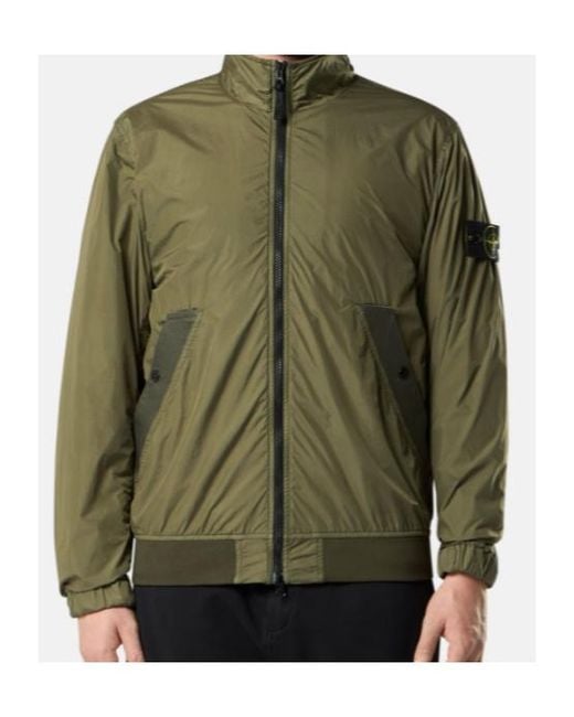 Stone Island Green Wool And Nylon Bomber Jacket for men