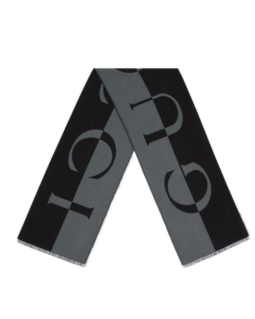 Gucci Black Wool Scarf With Logo for men