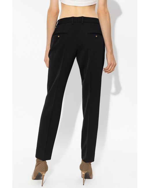 Dolce & Gabbana Black Kate Pleated Low-Rise Trousers