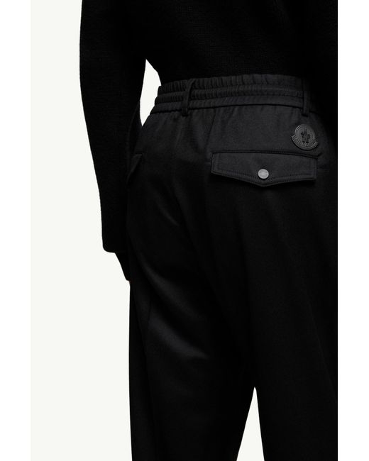 Moncler Black Flannel Tailored Trousers for men