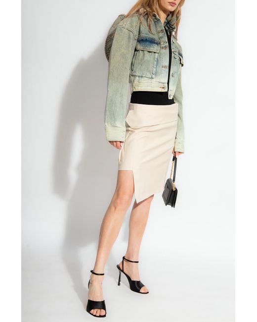 Off-White c/o Virgil Abloh Natural Asymmetric Wool Mini Skirt