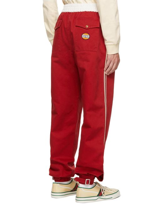 Gucci Red Military Drill Buckled Pants for men
