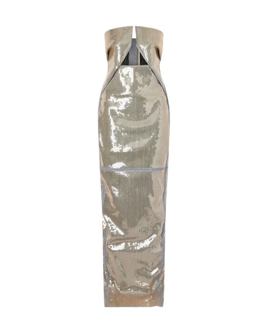Rick Owens Metallic Strapless Cutout Sequined Denim Gown