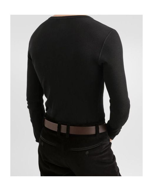 Dolce & Gabbana Black Henley Long Sleeve T-Shirt for men