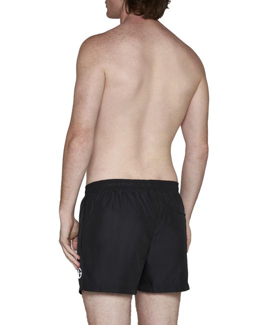 Dolce & Gabbana Blue Logo Embroidered Drawstring Swim Shorts for men