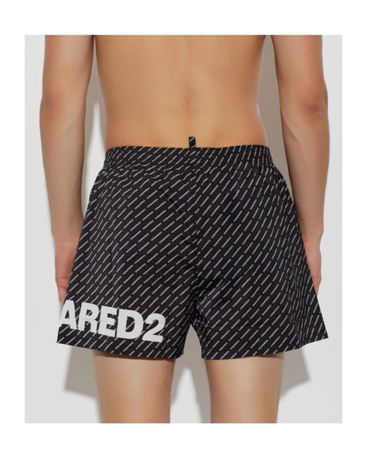 DSquared² Black Wide-Leg Swim Shorts for men