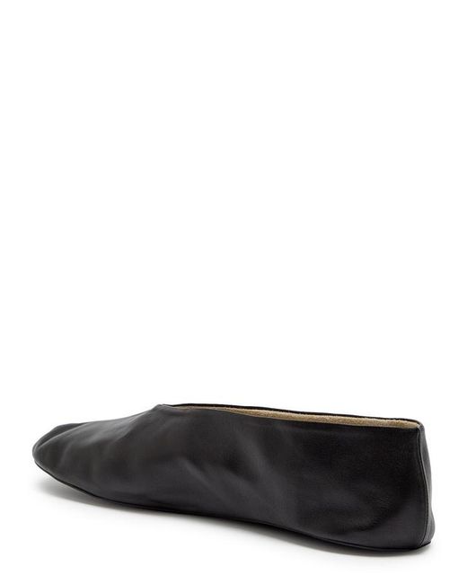 The Row Black Stella Leather Ballet Flats