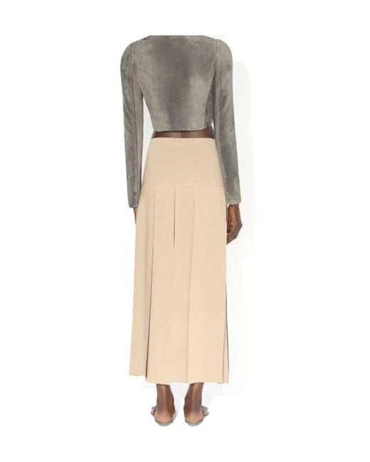 Alaïa Natural Alaïa Pleated Maxi Skirt