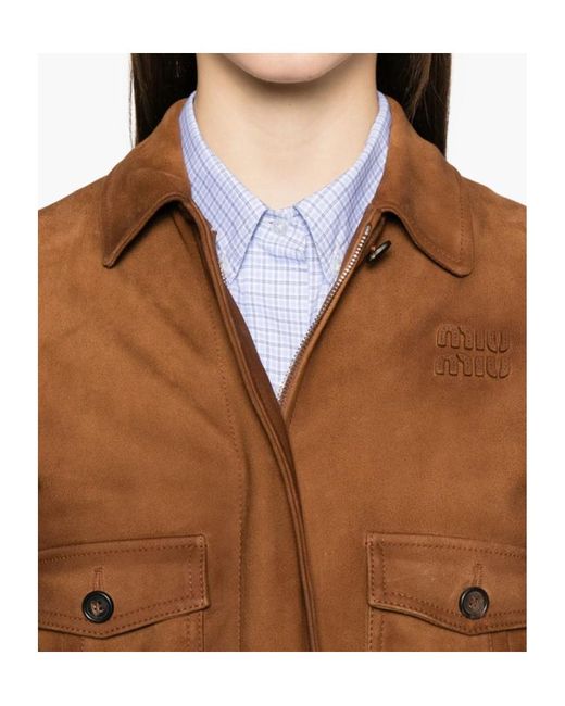 Miu Miu Brown Patch Pocket Copped Jacket