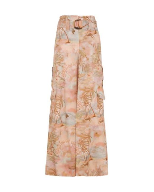 Zimmermann Natural Illuminate Printed Cargo Pants