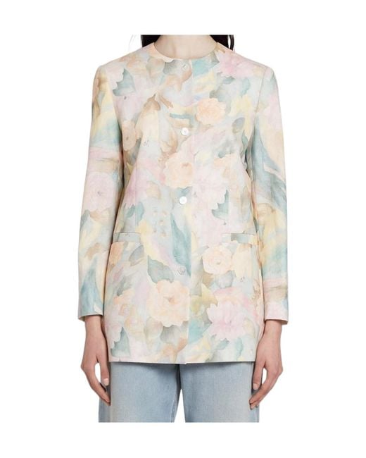 Marella White Floral-Patterned Casual Jacket