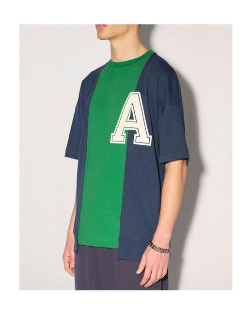 Ambush Green Logo Printed Panelled Crewneck T-Shirt for men