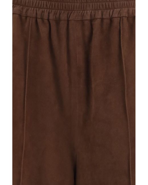 Fabiana Filippi Brown Elasticated Waistband Wide-Leg Suede Pants