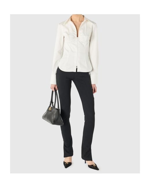 MARINE SERRE White Zip-Front Bustier Shirt