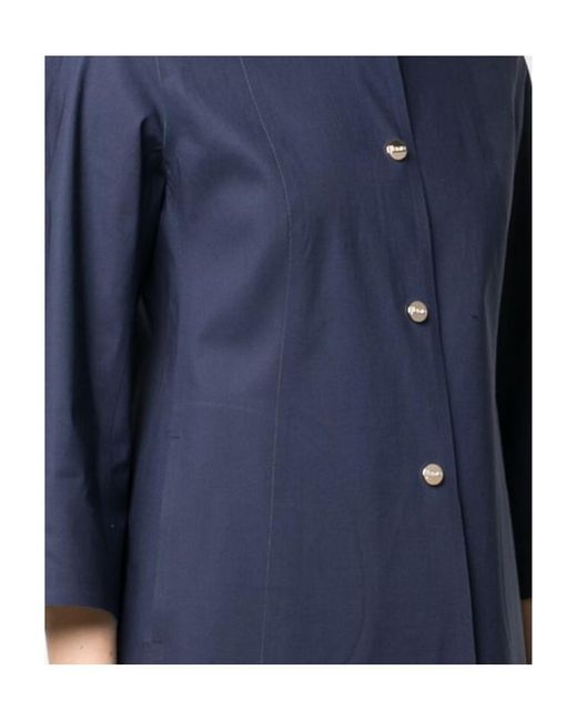 Herno Blue Band-Collar 3/4 Length Sleeved Jacket