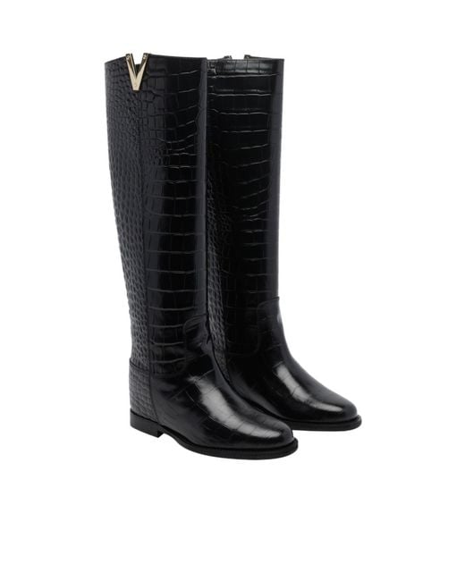 Via Roma 15 Black Round-Toe Ankle Boots