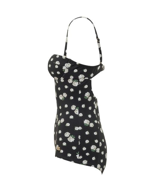 Dolce & Gabbana Black Floral Printed One-Piece Swimsuit