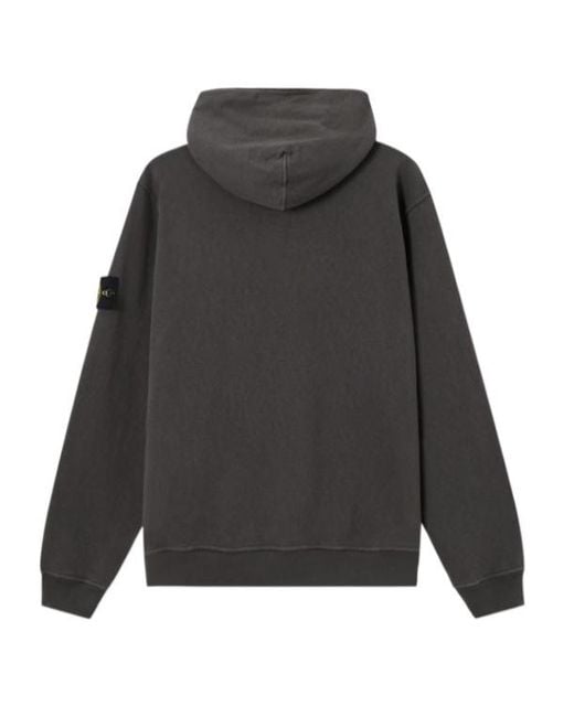 Stone Island Gray Garment Dyed Hooded Sweatshirt for men