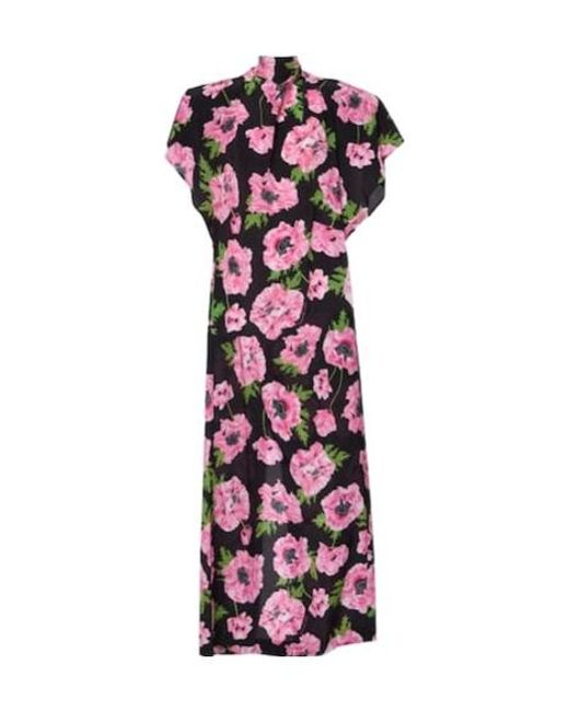 Stella McCartney Purple Floral Printed Silk Maxi Dress