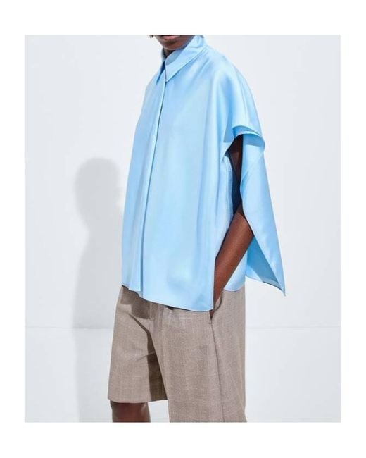 Bottega Veneta Blue Silk Twill Shirt