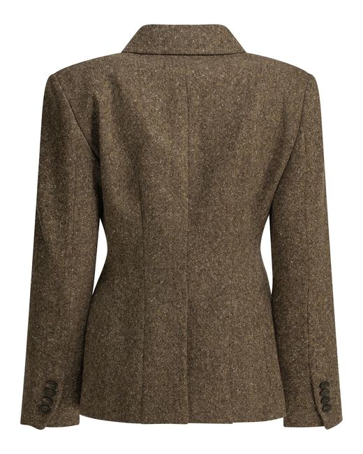 Brunello Cucinelli Green Double-Breasted Donegal Blazer