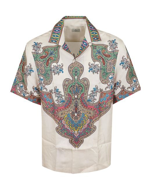 Etro Gray Paisley Short-Sleeved Shirt for men