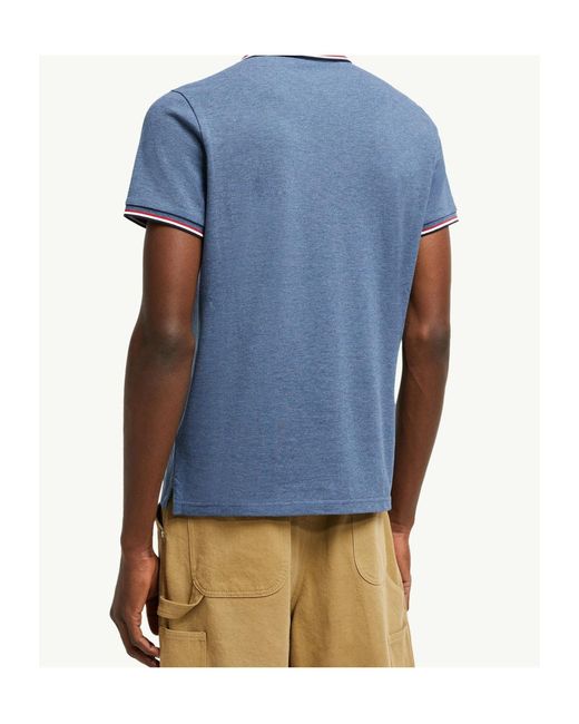 Moncler Blue Logo Patch Short-Sleeved Polo Shirt for men