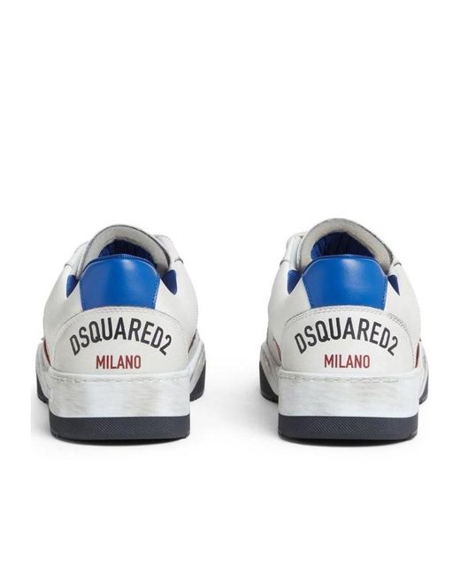 DSquared² White Spiker Logo Printed Vintage Finish Sneakers for men