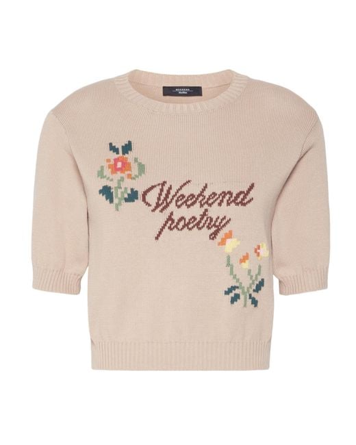Weekend by Maxmara Natural Wkdfiacre Logo Intarsia Knitted Top