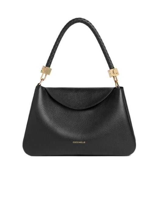 Coccinelle Black Tiggy Logo Stamp Small Shoulder Bag