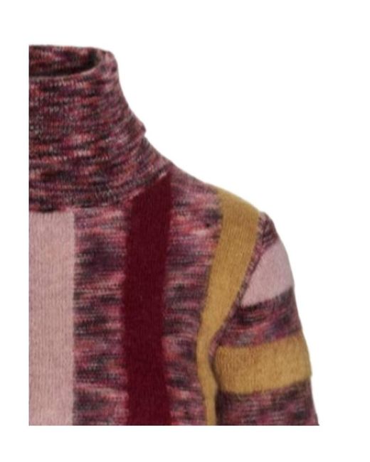 DSquared² Red Striped Cropped Turtle Neck Jumper
