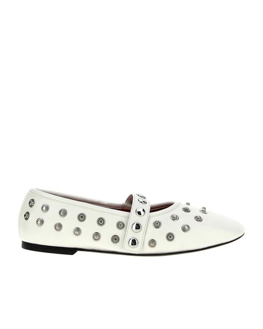 Stella McCartney White Ryder Popper-Studded Ballet Flats